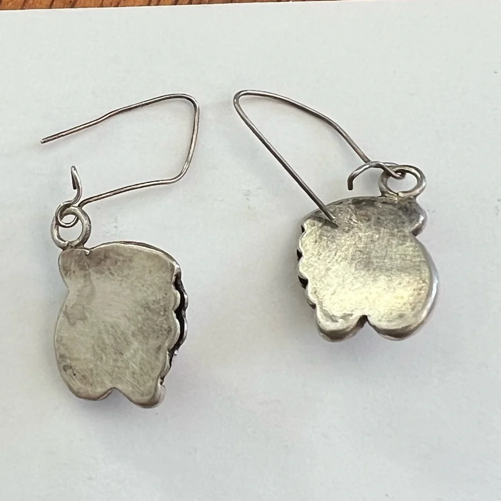 Vintage Silver and Turquoise Dangle Earrings - Picture 5 of 5